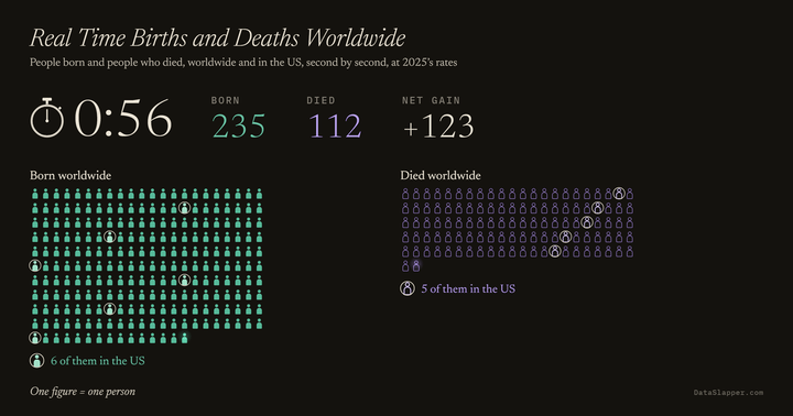 Real Time Births and Deaths Worldwide